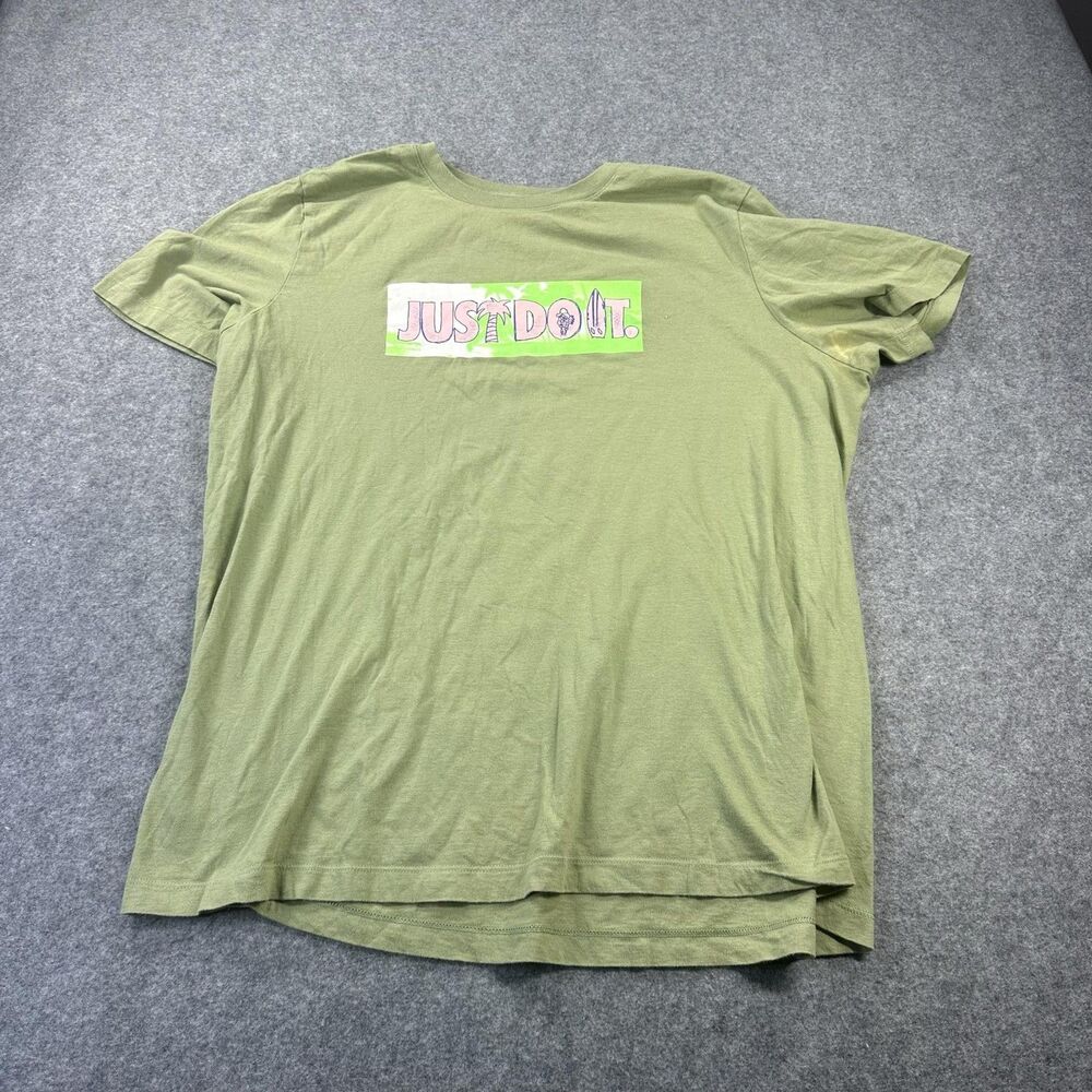 Nike Shirt Mens XL Green Just Do It Beach Graphic Tee The Nike Tee Tagless
